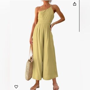 One shoulder wide leg jumpsuit